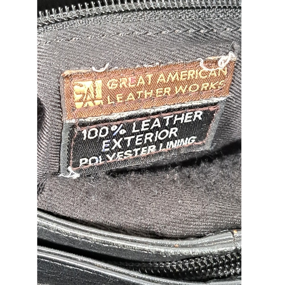 Great American Leather Works Black Leather Crossbody Bag Braided Tassel Purse - Picture 3 of 15